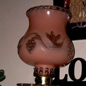 Pair of vintage 1940 lamps pink grape and leaf pattern